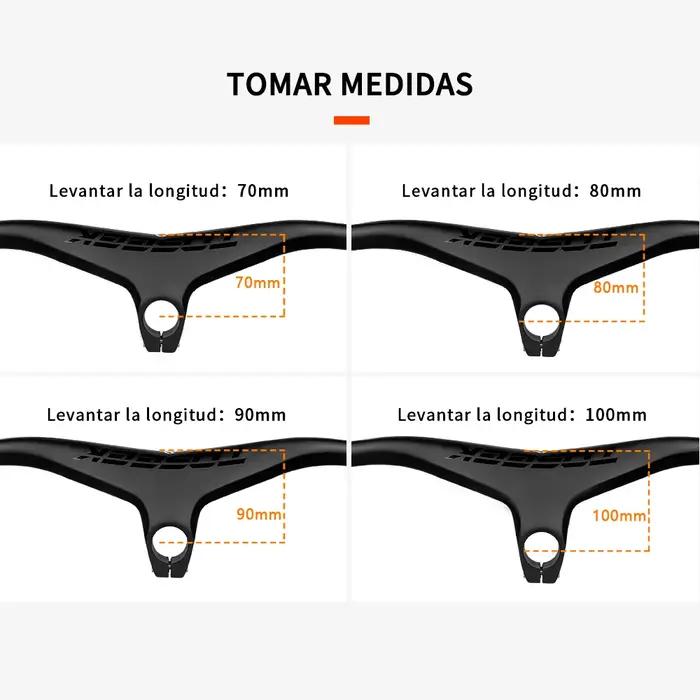 Guidon intégré carbone TOSEEK VTT 28.6mm -17° tige 660-800mm réglable pour vélo tout terrain