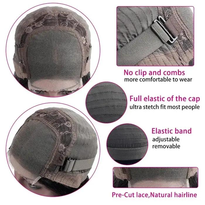 Perruques bouclées Deep Wave pré-plumées avec fermeture à lacet HD, cheveux humains sans colle, prêt