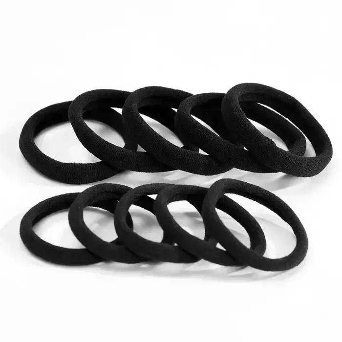 Bandeau à haute élasticité noir avec attaches en caoutchouc pour femmes et filles, support queue de cheval, accessoires pour cheveux pour toutes les occasions