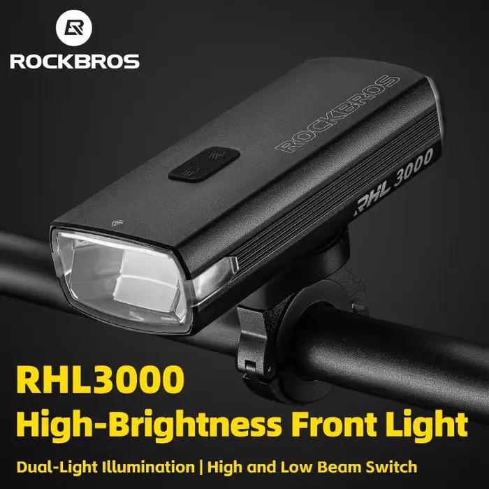 ROCKBROS 3000LM lumière de vélo type-c charge lampe avant 10000mAh lumière de vélo IPX6 alliage d'al