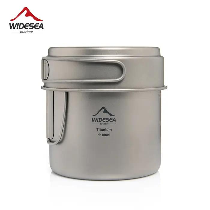 Widesea Camping tasse Portable titane cuisson 1100ML casserole poignées pliantes randonnée en plein