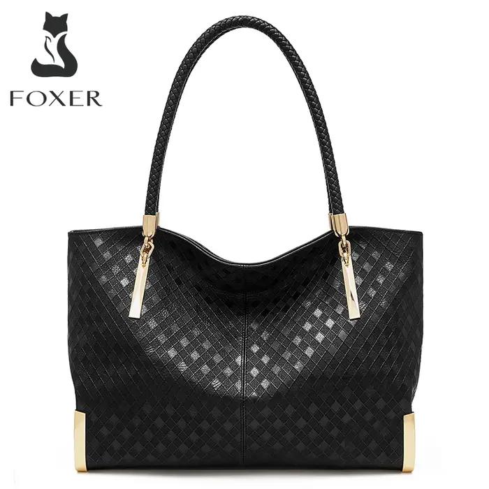 FOXER Sac à main en cuir véritable pour femme, design élégant et luxueux, sac à bandoulière pour fem