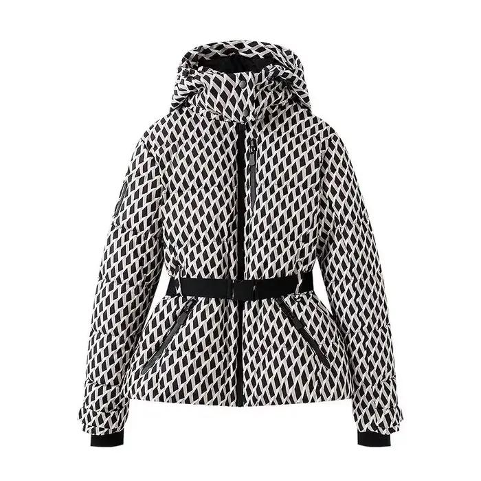 Manteaux Parkas de Sport rembourrés à capuche pour femmes, taille haute, avec ceinture, élégants, ép