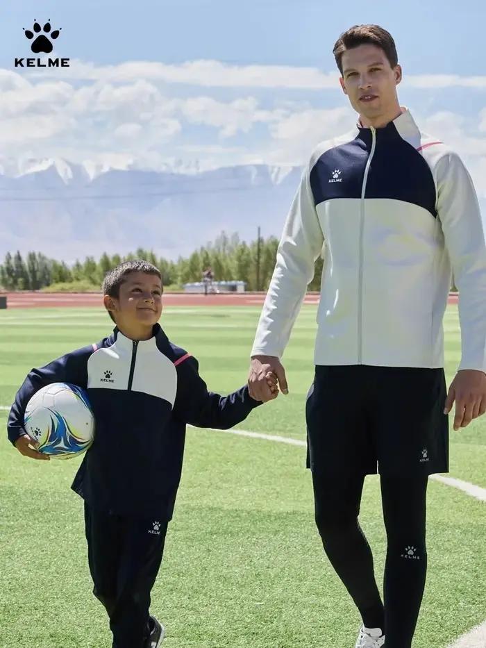 Kelme-Veste d'entraînement de football pour homme, cardigan imprimé à col montant, manteau de sport