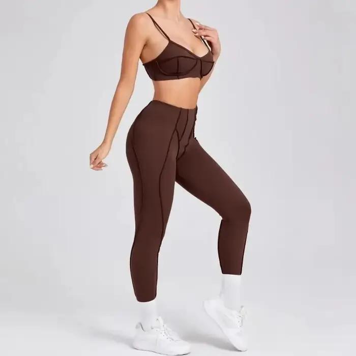 Yoga sport Fitness ensembles taille haute hanche-levage pantalon dos ouvert soutien-gorge costume dé