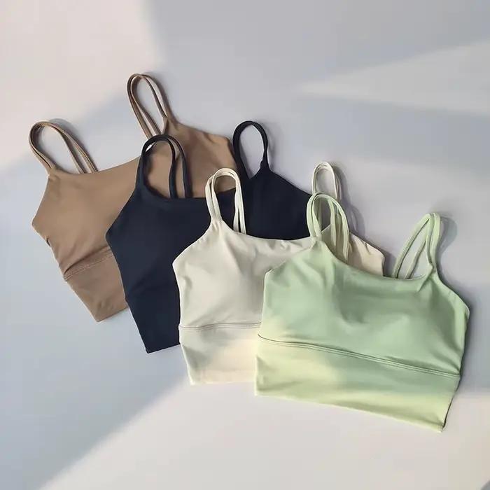 Soutien-gorge de sport sans couture pour femme, respirant, crop top de fitness, dos élégant, push-up