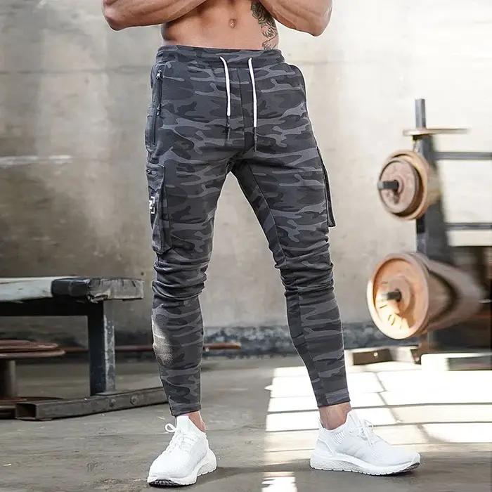 Pantalon d'entraînement multi-poches pour hommes, pantalon de survêtement de Jogging en coton, Camou
