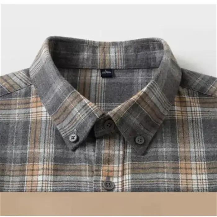 Chemise à carreaux 100% coton pour homme, veste décontractée à carreaux, coton à fibres longues bros