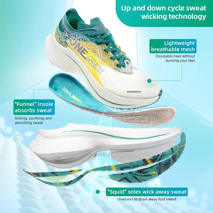 Chaussures de marathon ONEMIX avec plaque carbone baskets ultralégères propulsion exceptionnelle absorption des chocs endurance performance