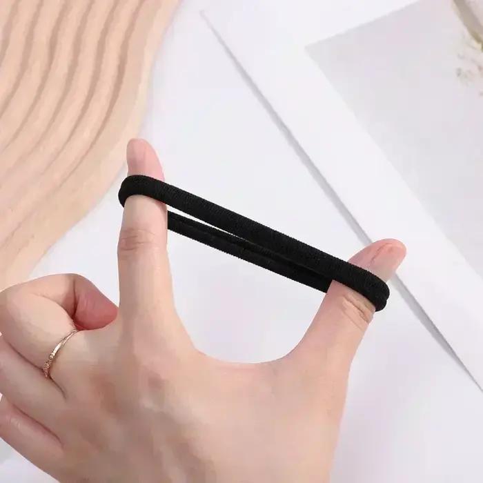 Bandeau à haute élasticité noir avec attaches en caoutchouc pour femmes et filles, support queue de cheval, accessoires pour cheveux pour toutes les occasions