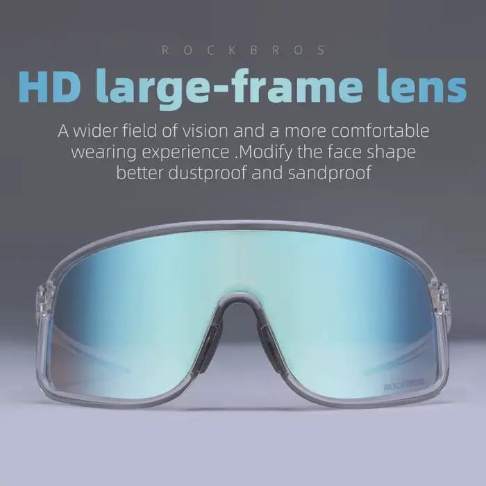 ROCKBROS lunettes photochromiques HD lentille à grande monture lunettes de soleil d'équitation en pl
