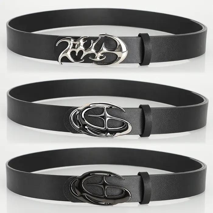 Ceinture Punk à boucle d'aiguille en alliage géométrique pour hommes et femmes, accessoire tendance