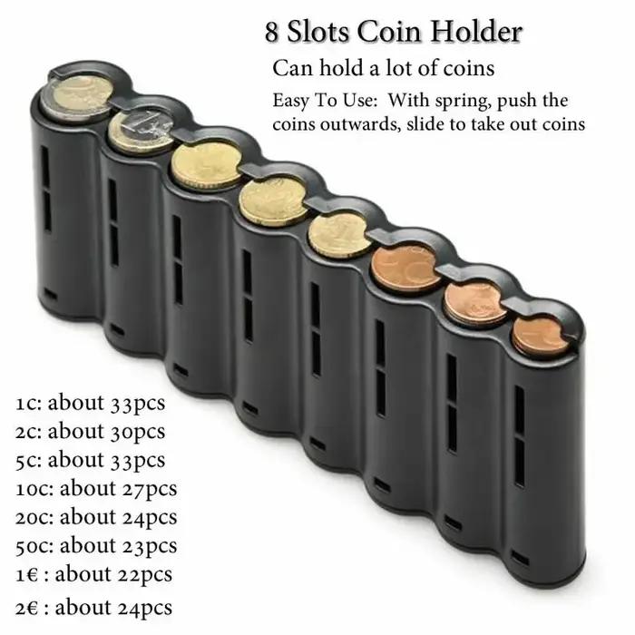 Créatif Portable stockage de pièces de monnaie Multi poches Euro portefeuille taille sac 8 fentes Eu