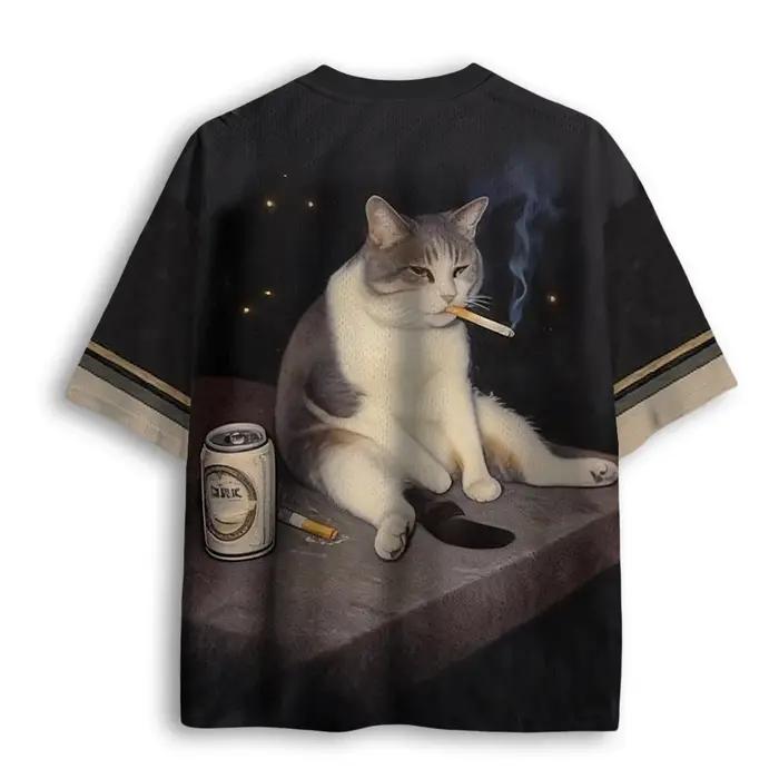 T-shirt sportif cool pour adultes et enfants, avec impression 3D de chat, motif original et attrayan