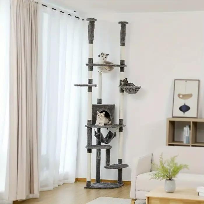 Arbre à chat du sol au plafond, 92.9 en effet-101.6, recommandé, tour à chat réglable, grande maison