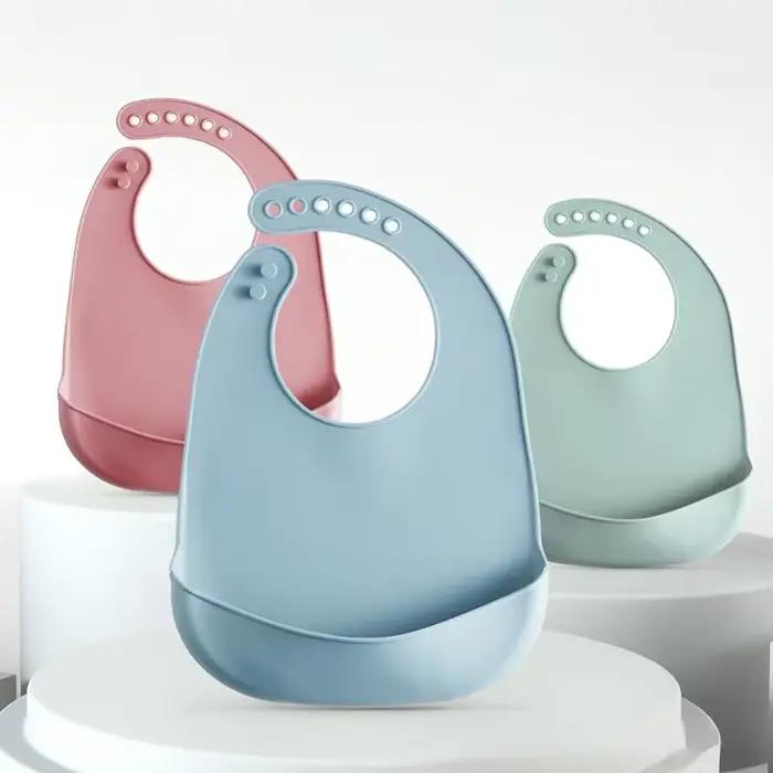 Bavoir bébé réglable imperméable bavoirs bébés doux comestible Silicone nouveau-né salive dégoulinan