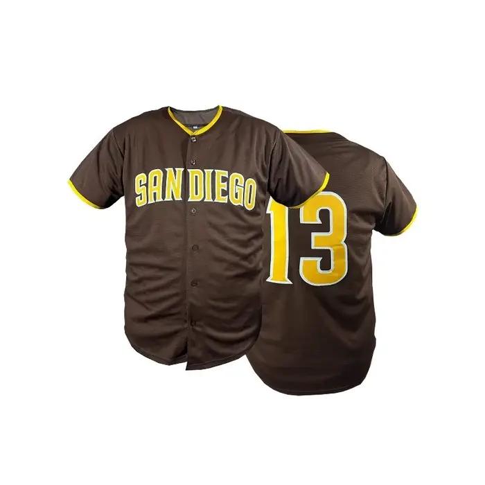 Maillot de baseball brodé pour hommes, vêtements de sport confortables, chemise de baseball cousue p