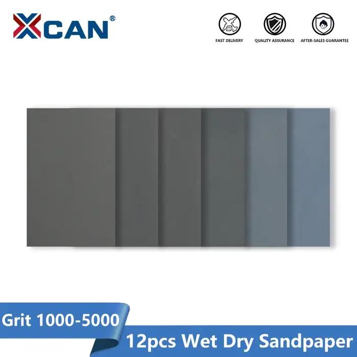 XCAN papier de verre sec et humide 12 pièces papier de verre étanche grain 1000-5000 9x3.6 pouces po
