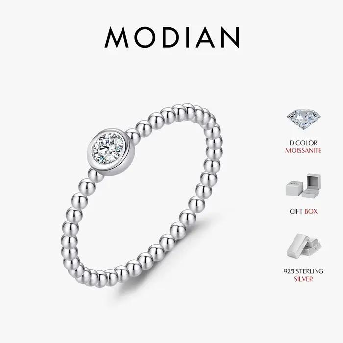 MODIAN – bague Moissanite en argent Sterling 925, perles, bagues empilables à la mode pour femmes, b