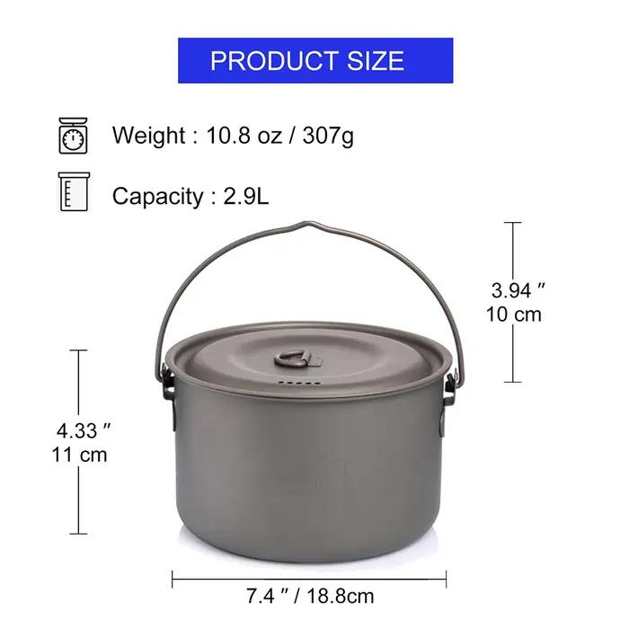 Widesea Camping vaisselle titane batterie de cuisine ensemble tourisme chaudron extérieur marmite pi