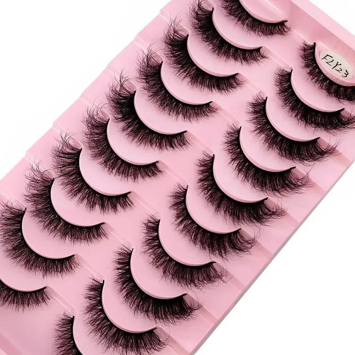 Faux-cils 3D en faux vison, 10 paires, faits à la main, naturels, nude, maquillage, simulation, croi