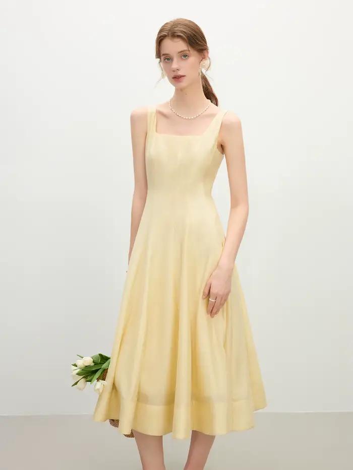 FSLE – robe sans manches pour femmes, coupe tridimensionnelle, taille haute, amincissante, à bretell