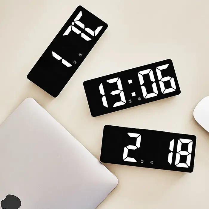 Numéro créatif horloge couleur veilleuse température calendrier réveil LED grand nombre horloge élec