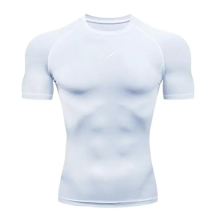 Hommes course Compression T-shirt à manches courtes Sport t-shirts Gym Fitness Sportshirts mâle Jogg