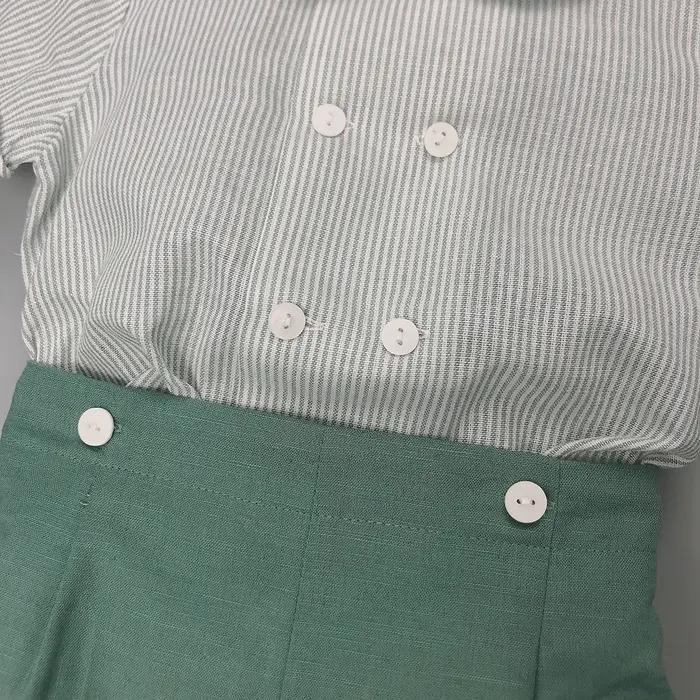 Boutique de vêtements pour enfants, tenue à rayures pour garçons et filles, ensemble en coton et lin