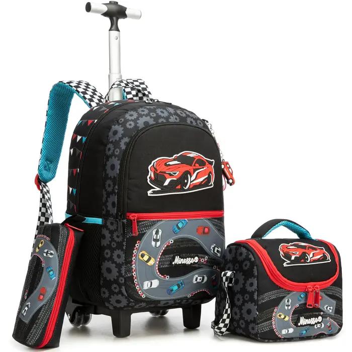 Sac à dos roulant pour filles avec boîte à déjeuner, sacs à dos d'école à roulettes de 16,5 pouces p