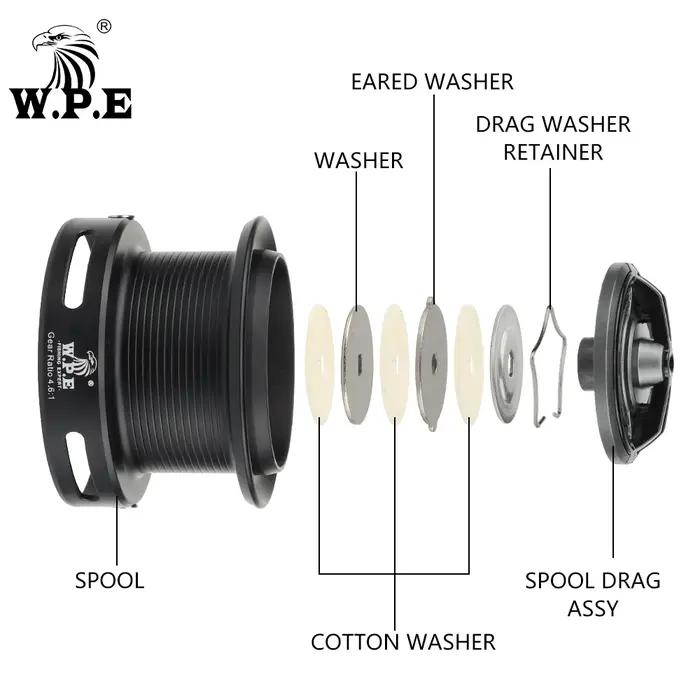 W.P.E EG moulinet de pêche Spinning 4500 5500 7 + 1 BBS 4.6:1 rapport de vitesse chargeur moulinet d