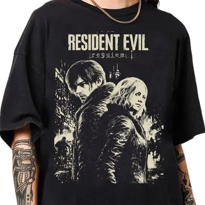 T-shirt rétro Resident Evil Requiem, T-shirt du jeu Resident Evil, nouveau T-shirt d'été en coton ré