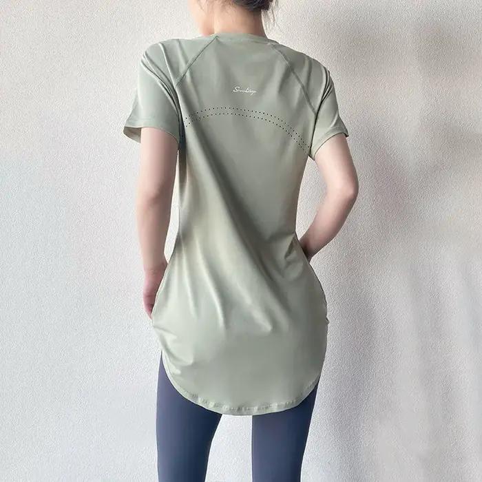 T-shirt sport femmes manches courtes fitness - Yoga séchage rapide respirant slim 2026