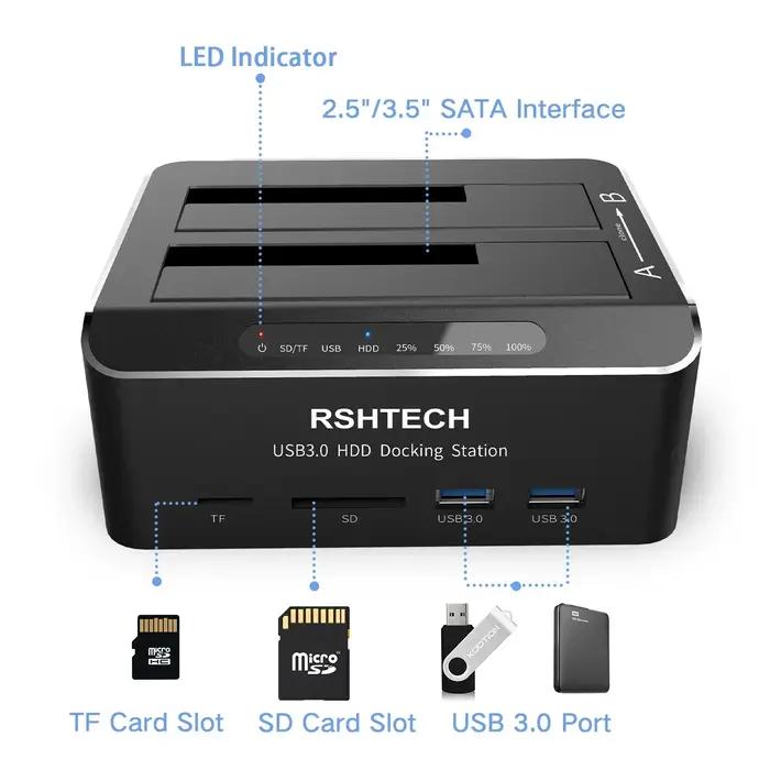 RSHTacétone-Station d'accueil pour disque dur externe, USB 3.0 vers SATA, 2.5/3.5 pouces, SSD, HDD S