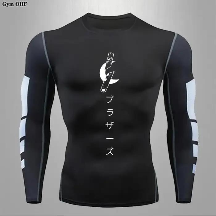 T-shirt fitness anime homme manches longues rashguard - Compression séchage rapide boxe