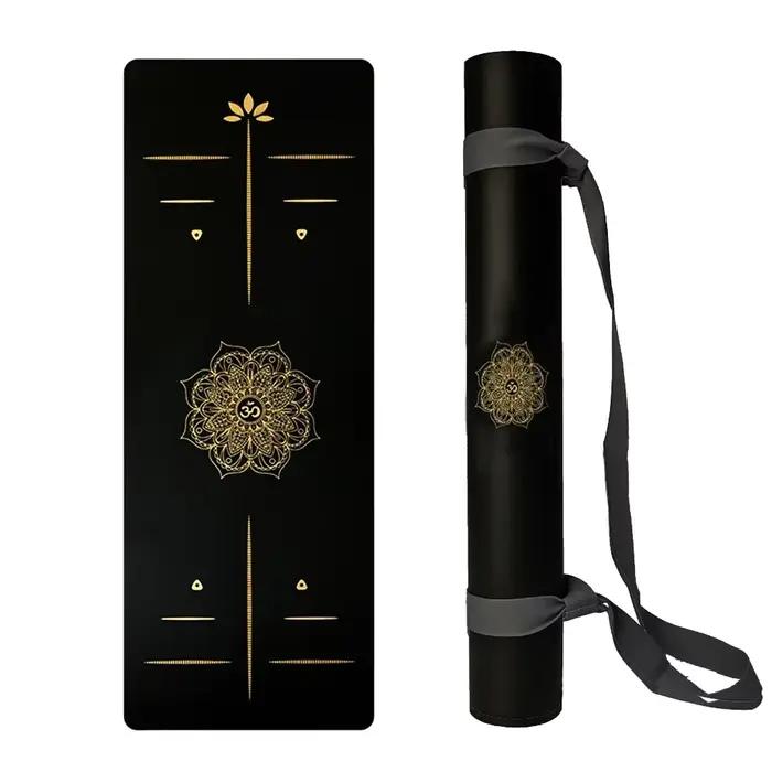 Tapis de Yoga chaud en caoutchouc de 6 pieds, tapis d'exercice, Mandala bronzant élargi de 68cm avec