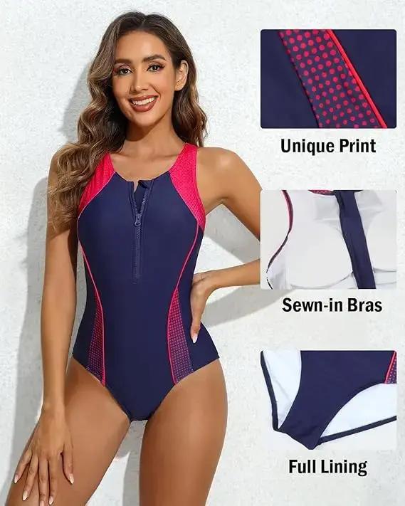 Maillot de Bain Anfilia pour Femmes Une Pièce Design Bloc Couleur Séchage Rapide Natation Aquagym Plage Occasions Spéciales
