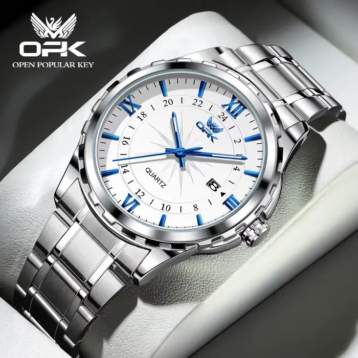 OPK-Montre à quartz avec ceinture en acier pour homme, calendrier touristique, marque, 6003