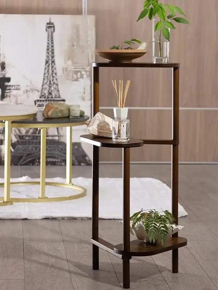 Support de plantes d'angle haut en bambou à 3 niveaux, support de jardinière, support de Pot de fleu