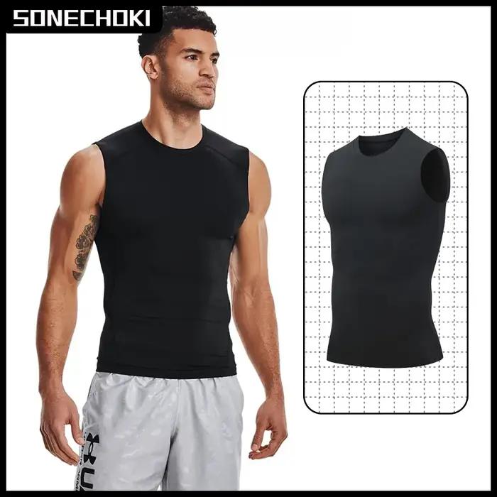 Débardeur de Compression pour hommes, chemise de gymnastique sans manches, séchage rapide, solide, v