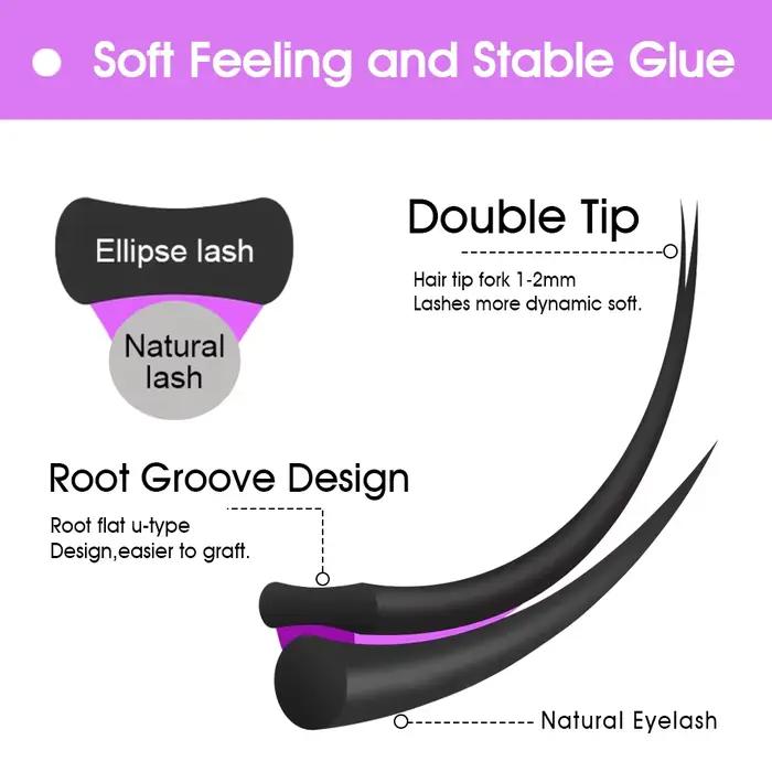 MASSCAKU Faux cils de vison Ellipse Extension de cils plats C/D Curl 0.15 0.20 0.25mm 8-18mm et méla