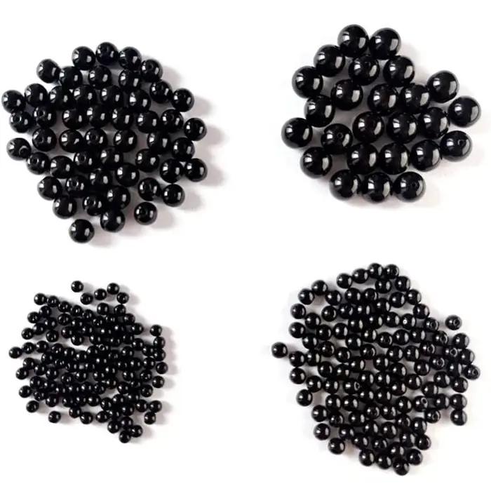 Lot de 100 perles de pêche de 3mm à 8mm, bouchon d'espace noir rond, haricots durs souples, leurres