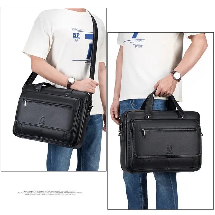 Porte-documents de luxe vintage en cuir véritable pour homme, coque rigide, 16 pouces, sac d'ordinat
