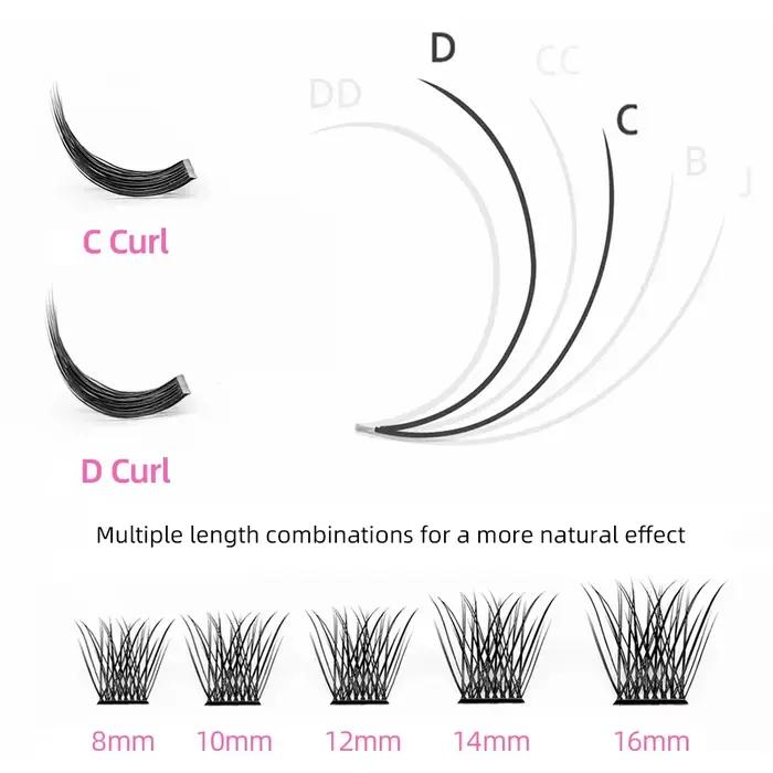 10 étuis/lot YUANZHIJIE grappes de cils sans nœuds 100% cils Anime touffetés à la main Premium Mater