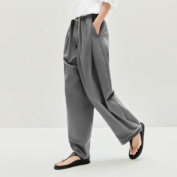 Semir femmes pantalon texturé ample incurvé Long décontracté mode vêtements pour femme texturé tissu