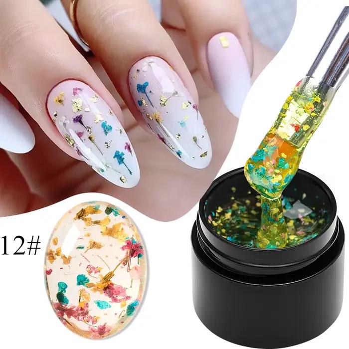 MEET ACROSS 5ml rose fleur séchée Gel vernis à ongles fleur naturelle fée Nail Art Gel tremper UV LE