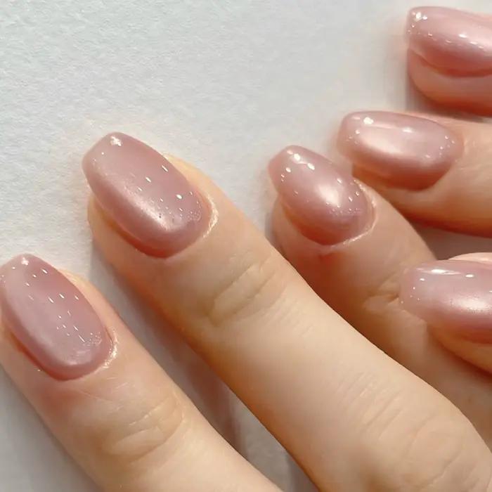 Faux ongles en forme d'oeil de chat rouge Rose, amande, manucure Simple, DIY, 24 pièces, à pression,