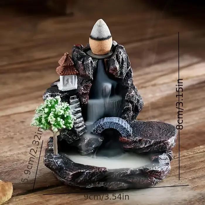Brûleur d'encens montagnes rivière cascade parfum cheminée reflux arôme fumée Zen encensoir décorati