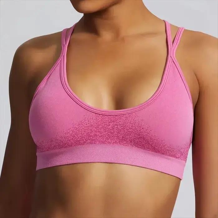 Ignite-Soutien-gorge de sport rembourré à dos croisé pour femme, haut court sans couture pour yoga,