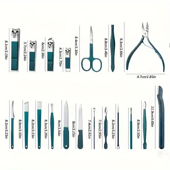 Kit de manucure et pédicure professionnel en acier inoxydable, ensemble de coupe-ongles avec étui de